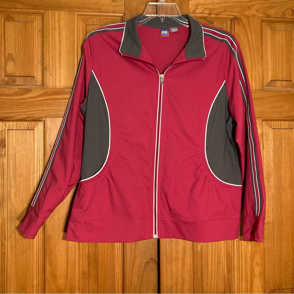NWOT St. John's Bay SJB Active Vintage 90s Jacket Lightweight Coat Pink Gray XL